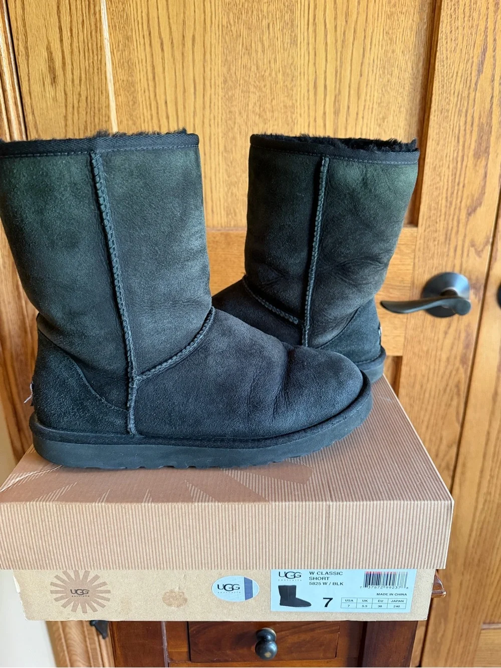 UGG Women’s Classic Short Boots in Black Suede